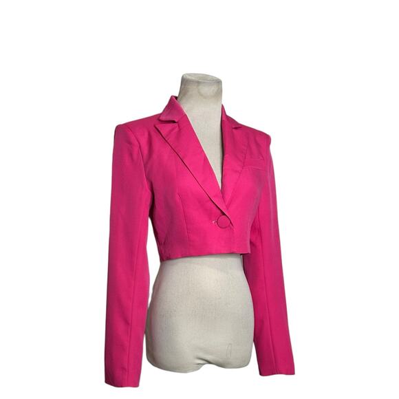 Club L London bubble gum pink one button crop boxy blazer size 4 - Picture 10 of 16